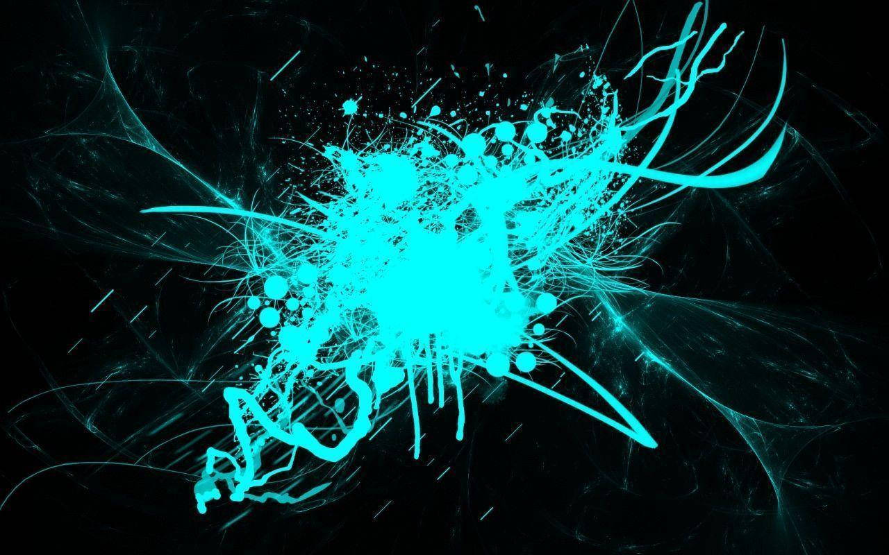 Cool Cyan Neon Splash Art Background