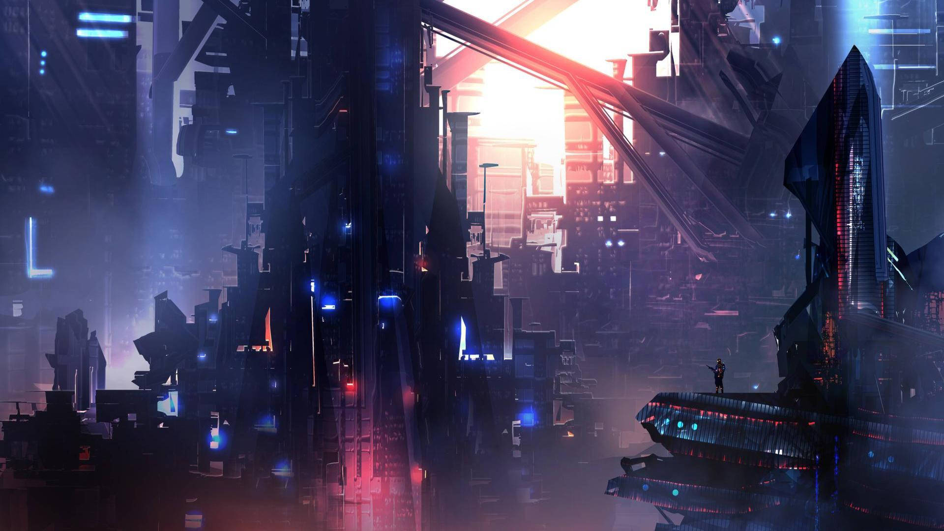 Cool Cyber City Background