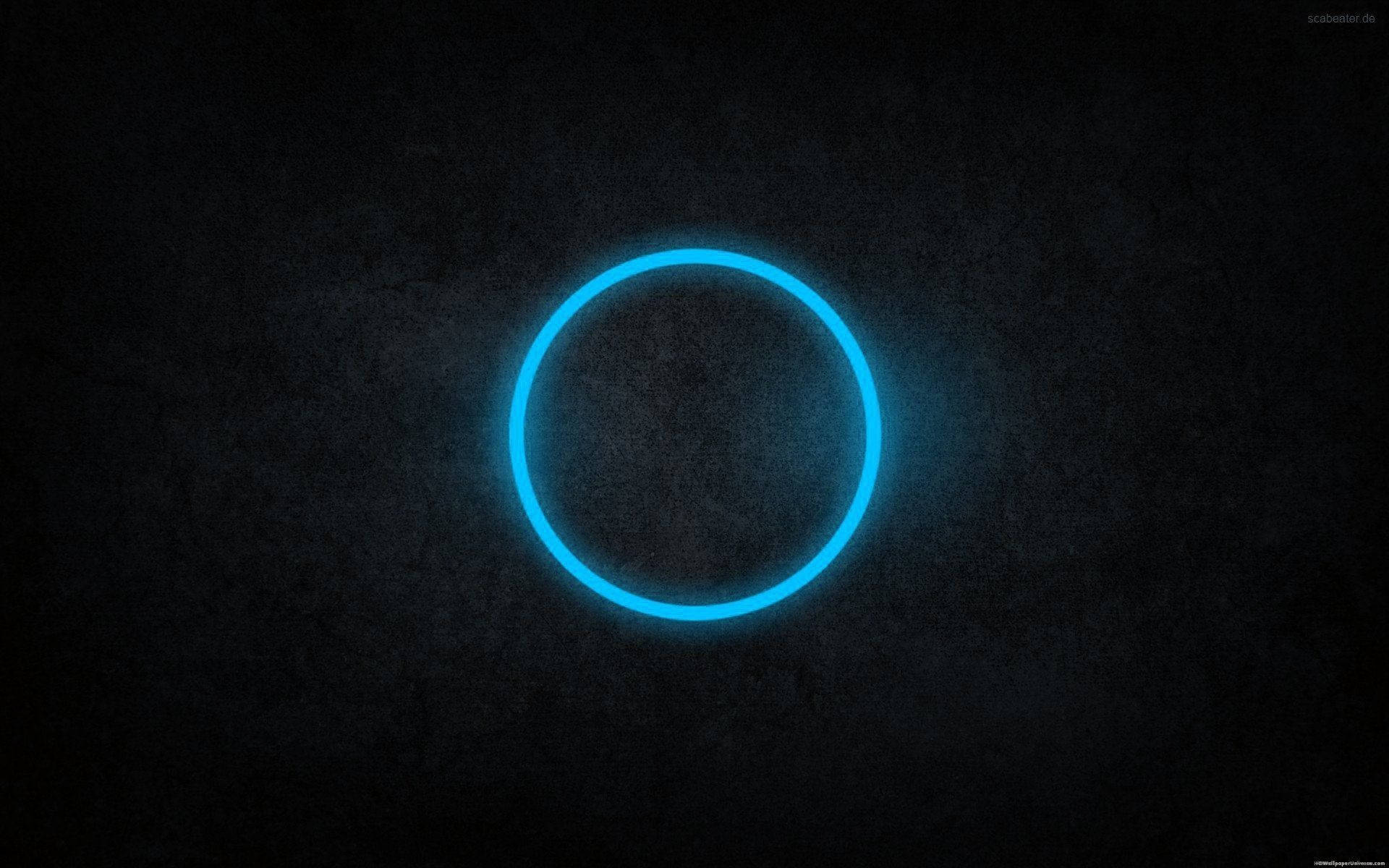 Cool Dark Neon Blue Circle Background
