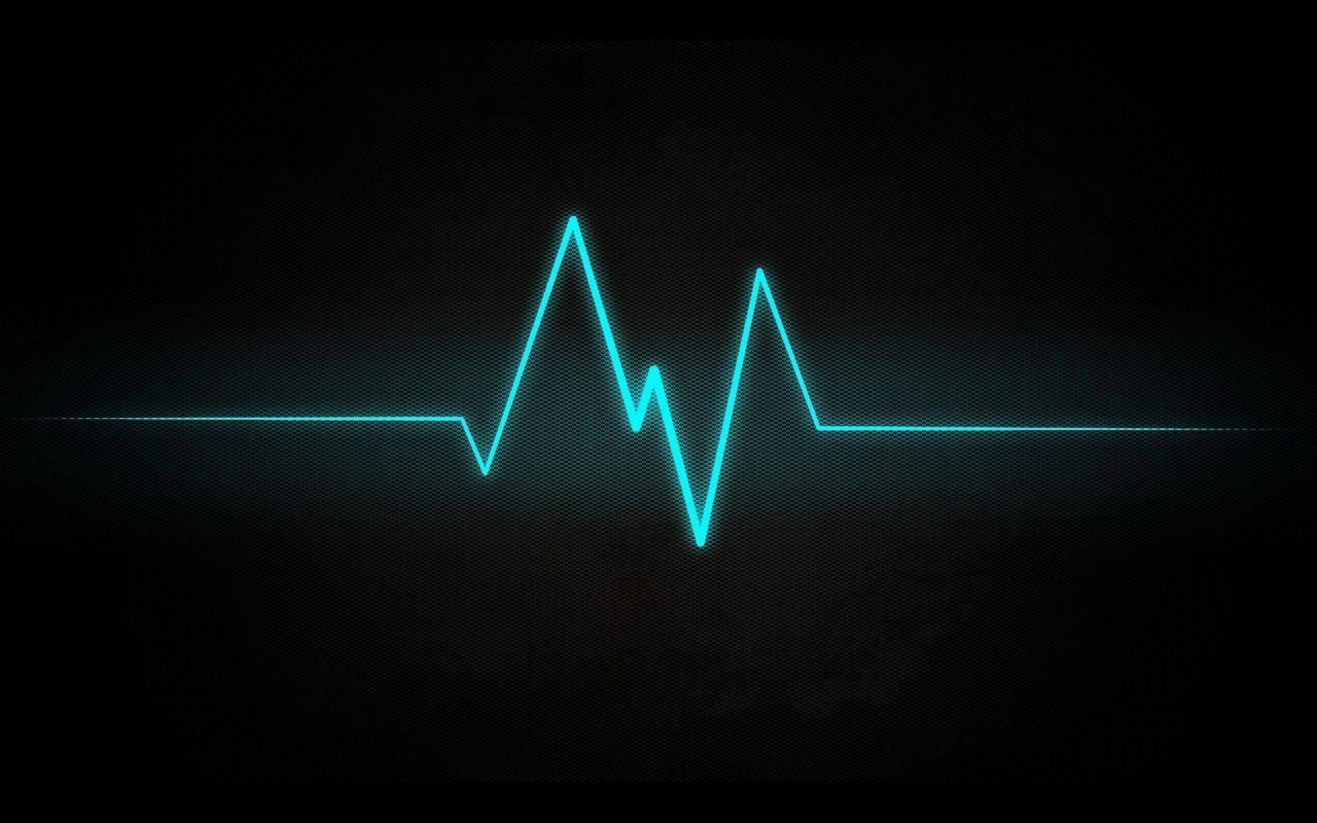 Cool Dark With Blue Lit Heartbeat Line Background