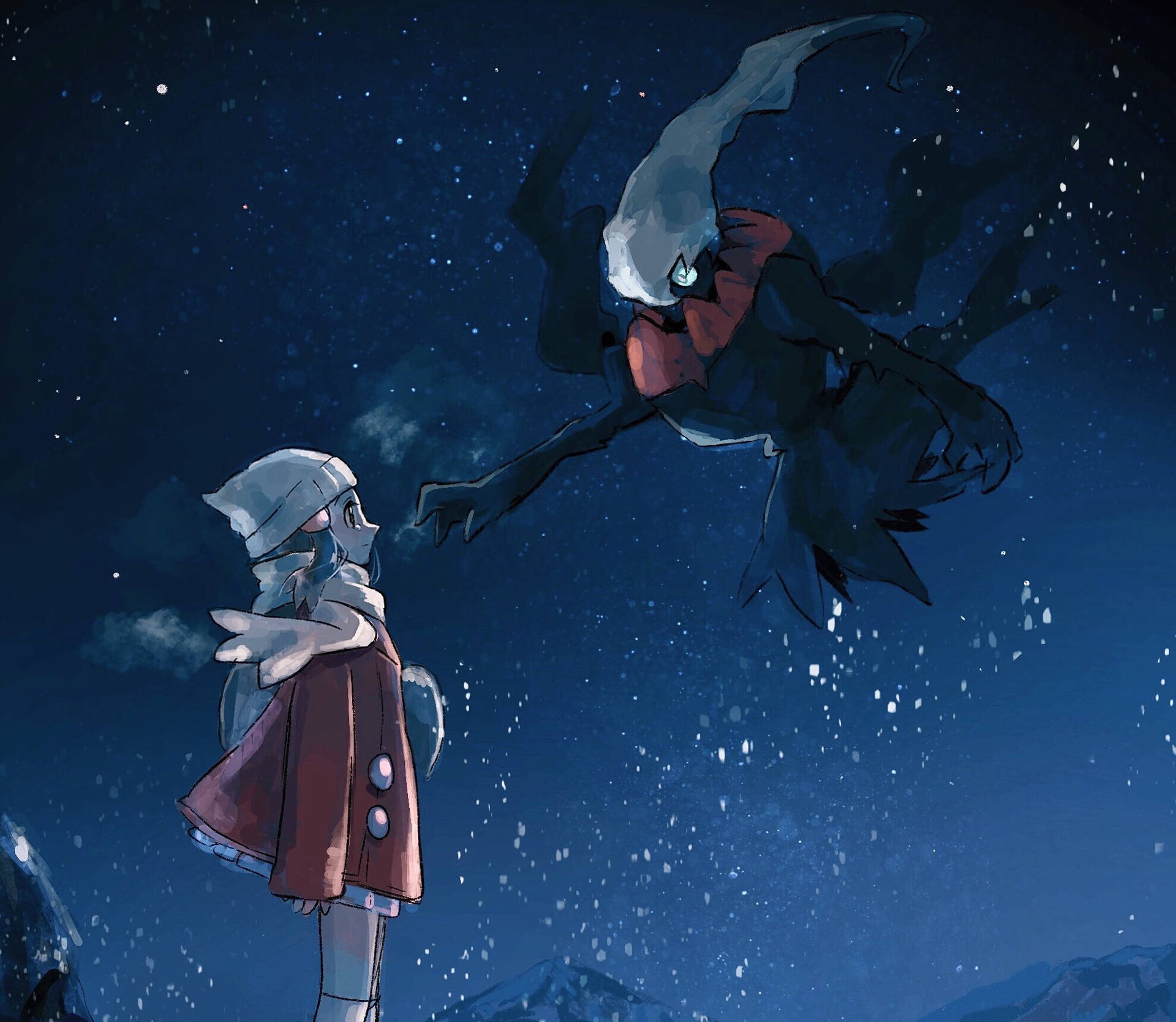 Cool Darkrai And A Girl Tablet Background