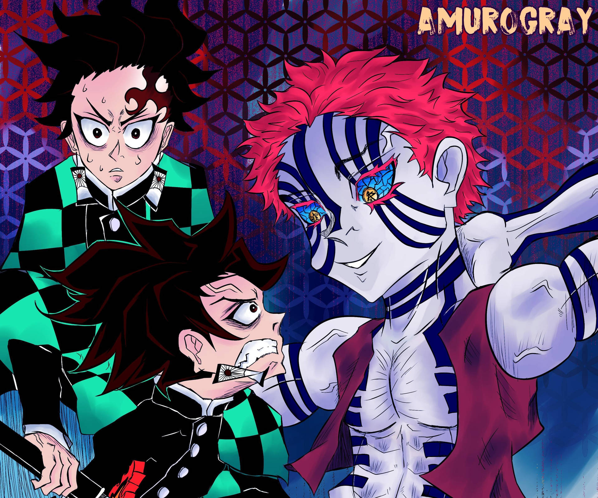 Cool Demon Slayer Tanjiro And Akaza Background