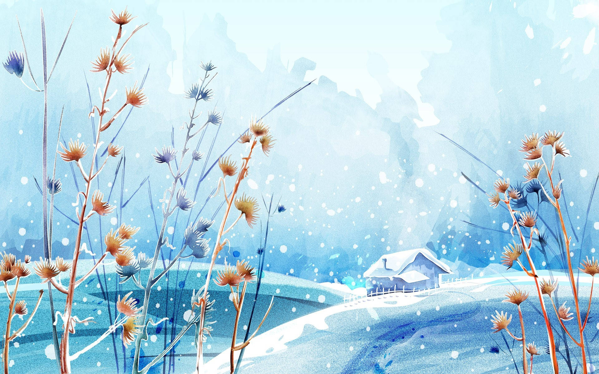 Cool Desktop House In Snow Background