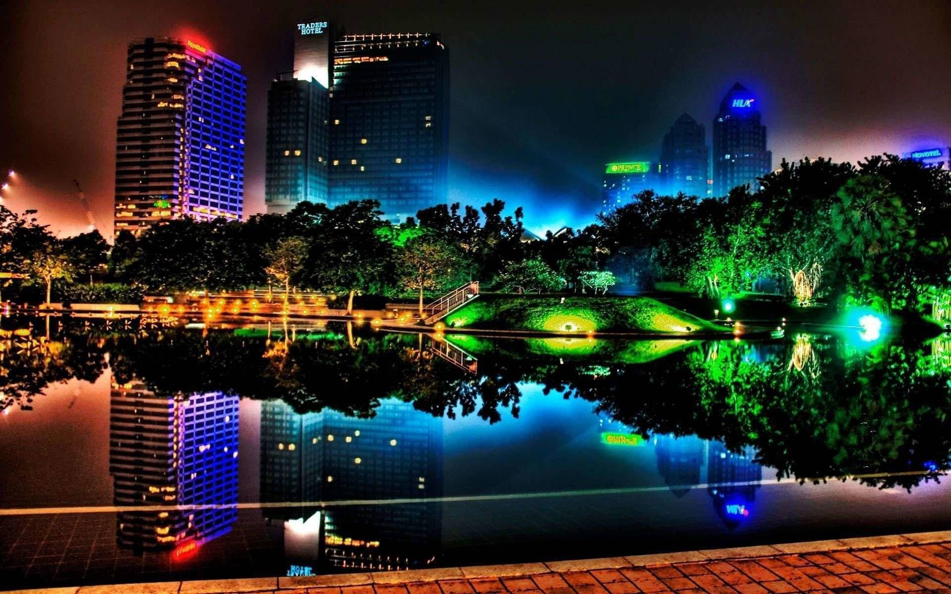 Cool Desktop Singapore City Lights Background