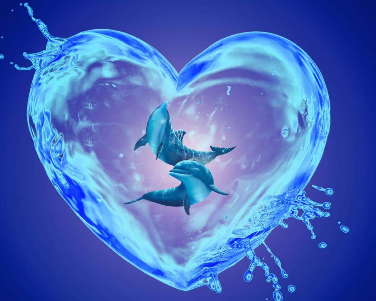Cool Dolphins Heart Art Background