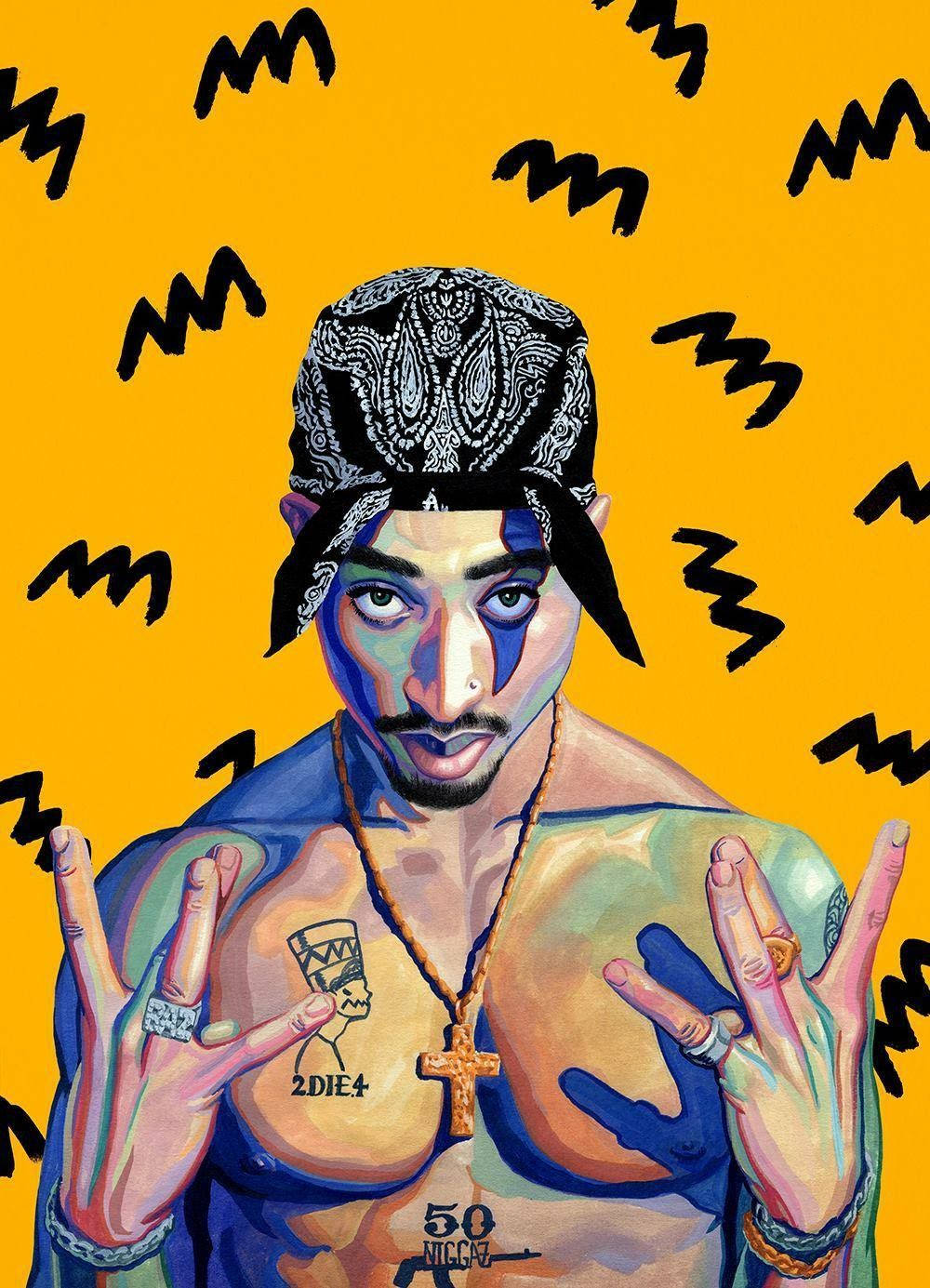 Cool Dope Tupac Digital Artwork Background