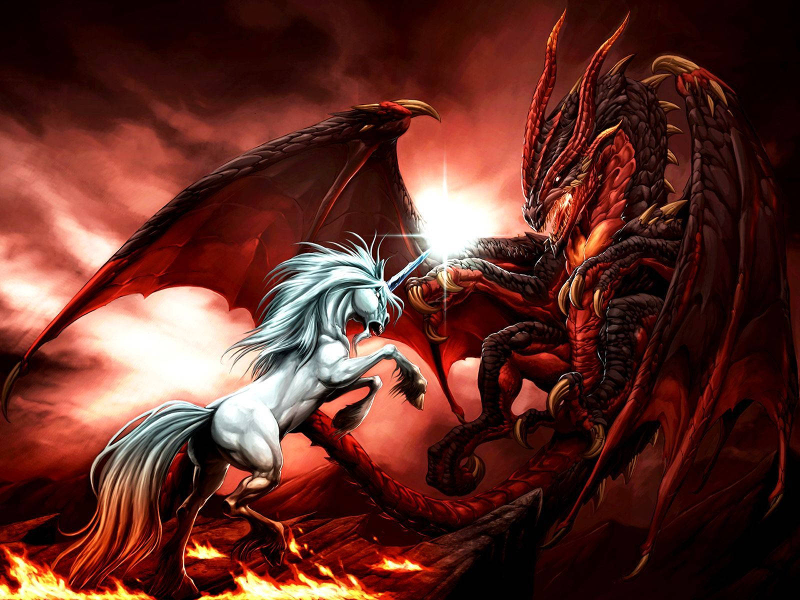 Cool Dragon And Unicorn Background
