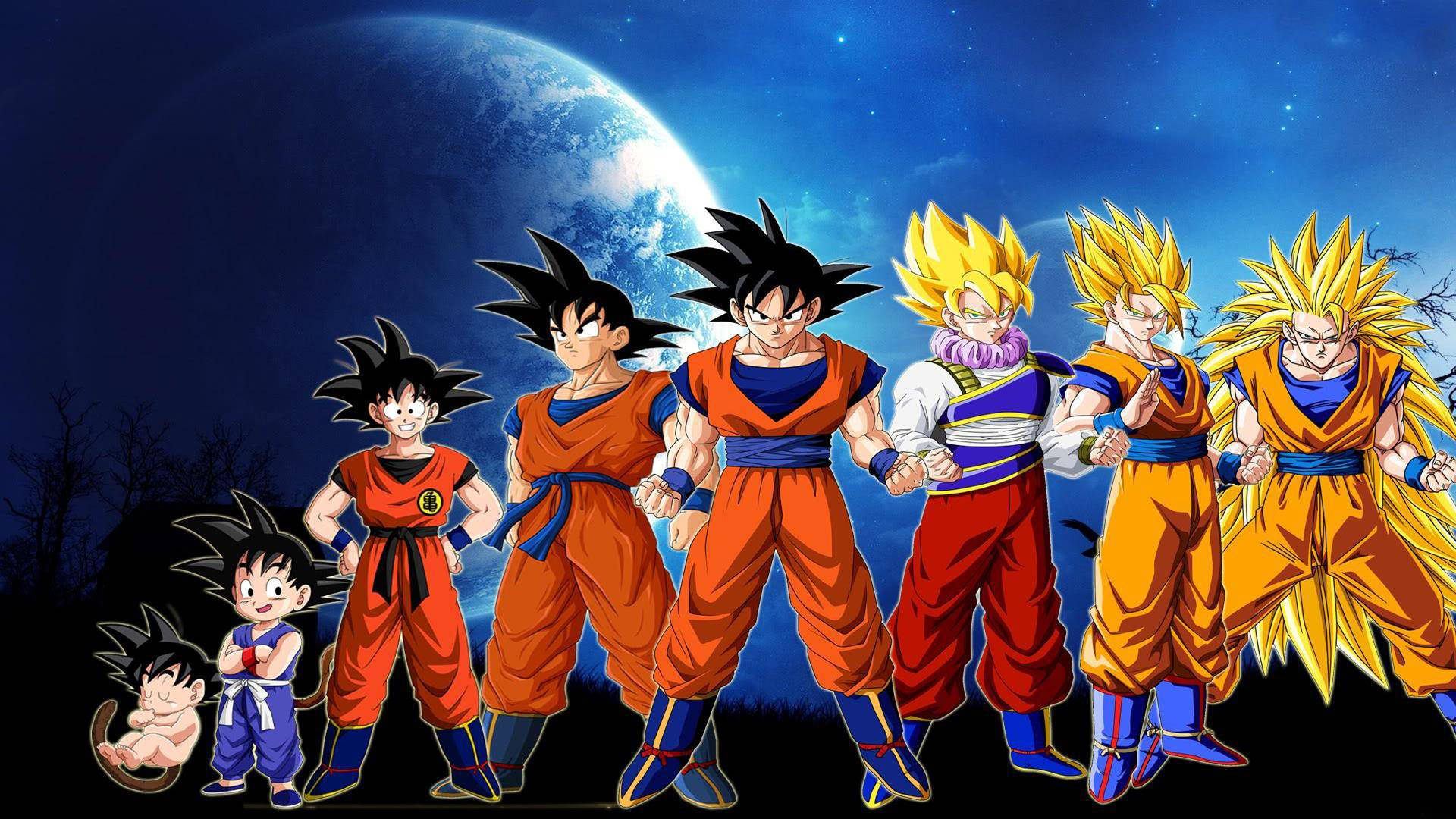 Cool Dragon Ball Z Goku Evolution Background