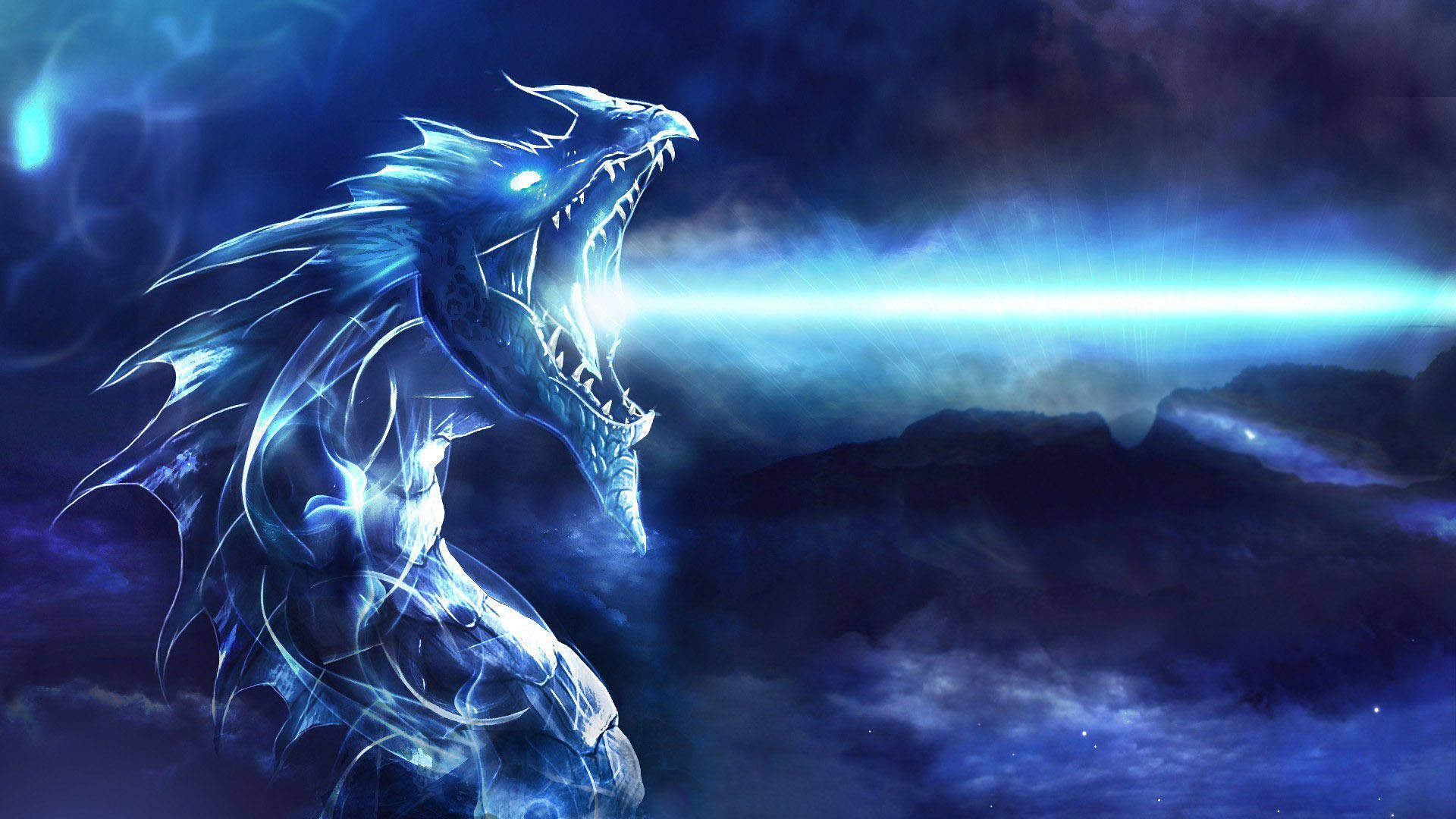 Cool Dragon Blue Flame Background
