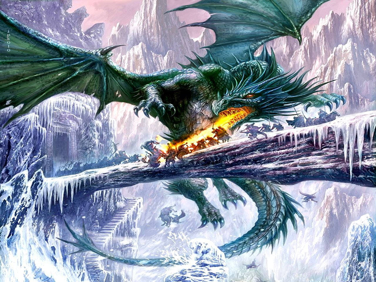 Cool Dragon Frozen Castle Background