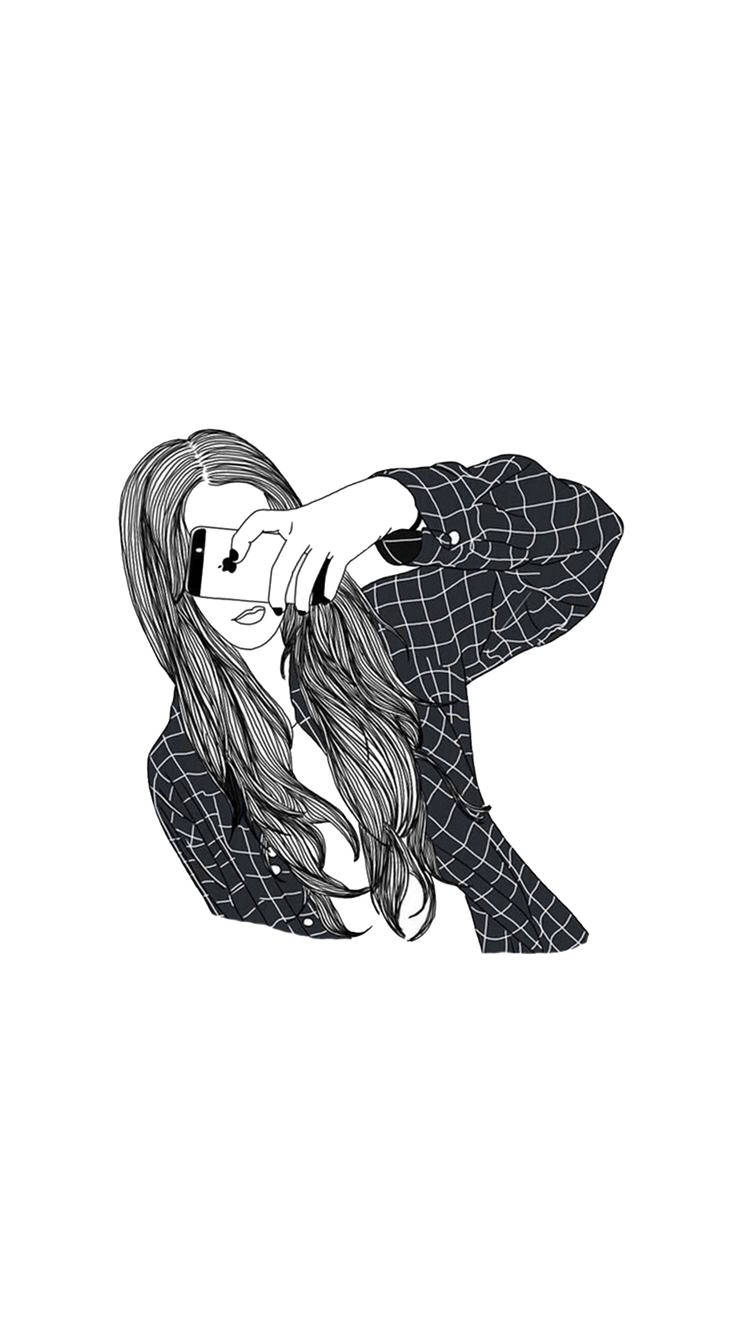 Cool Drawing Selfie Girl Background