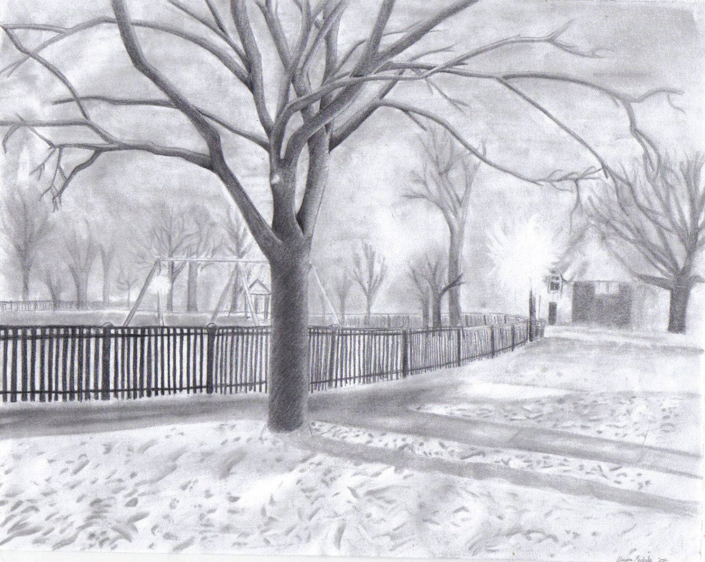 Cool Drawing Winter Scene Background