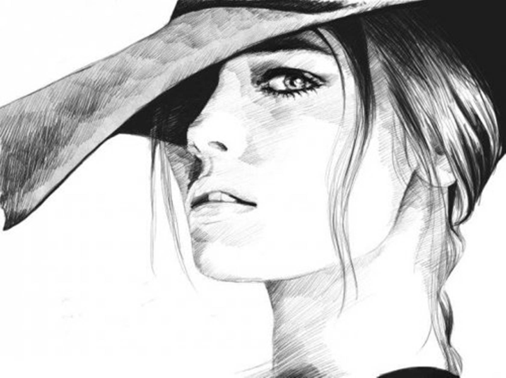 Cool Drawing Woman In Hat