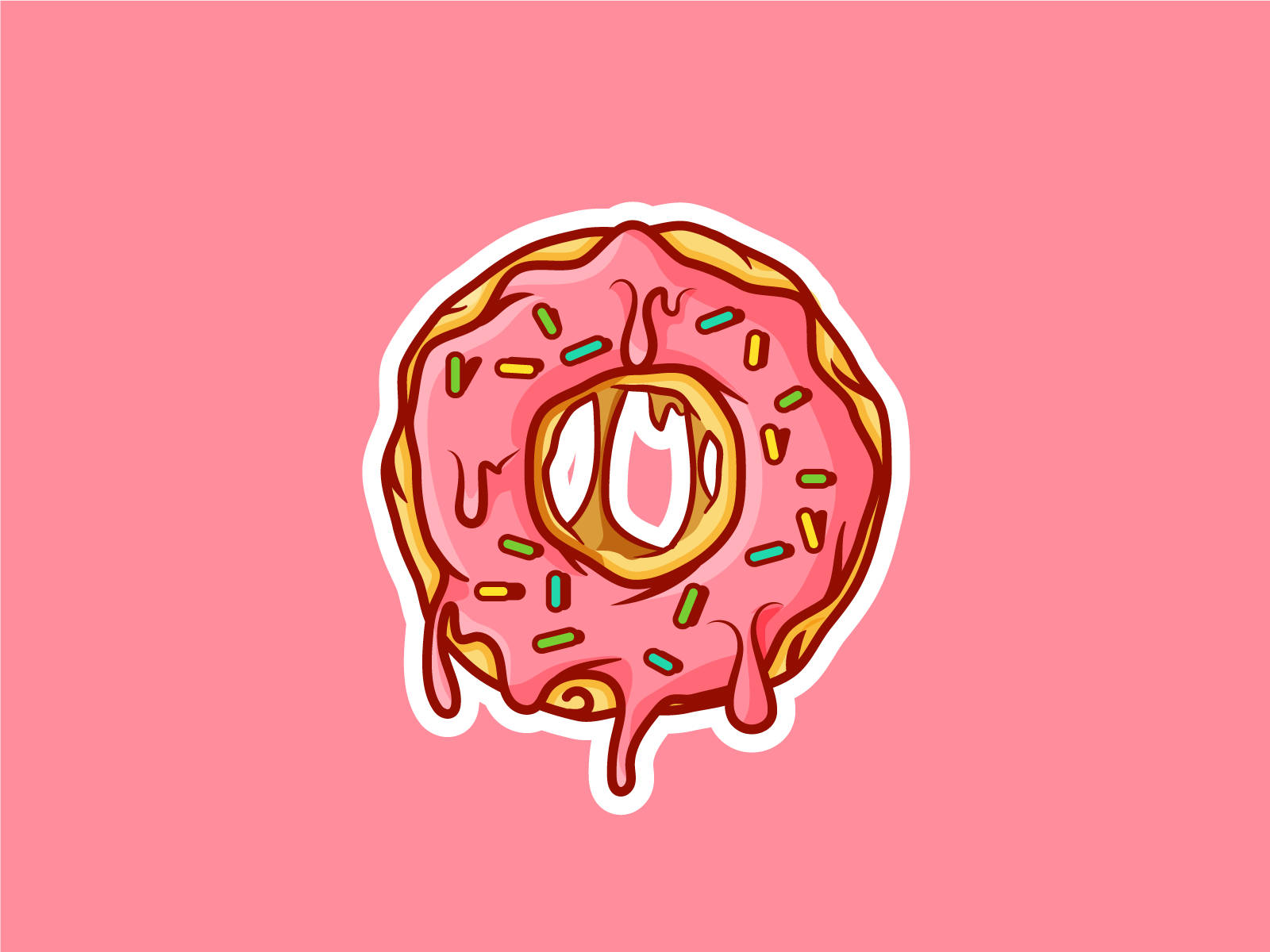 Cool Drip Pink Donut Background