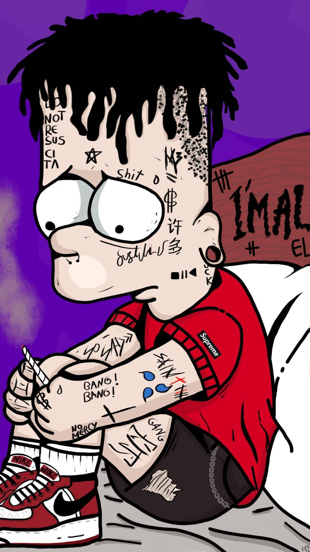 Cool Drip Tatted Bart Simpson Background