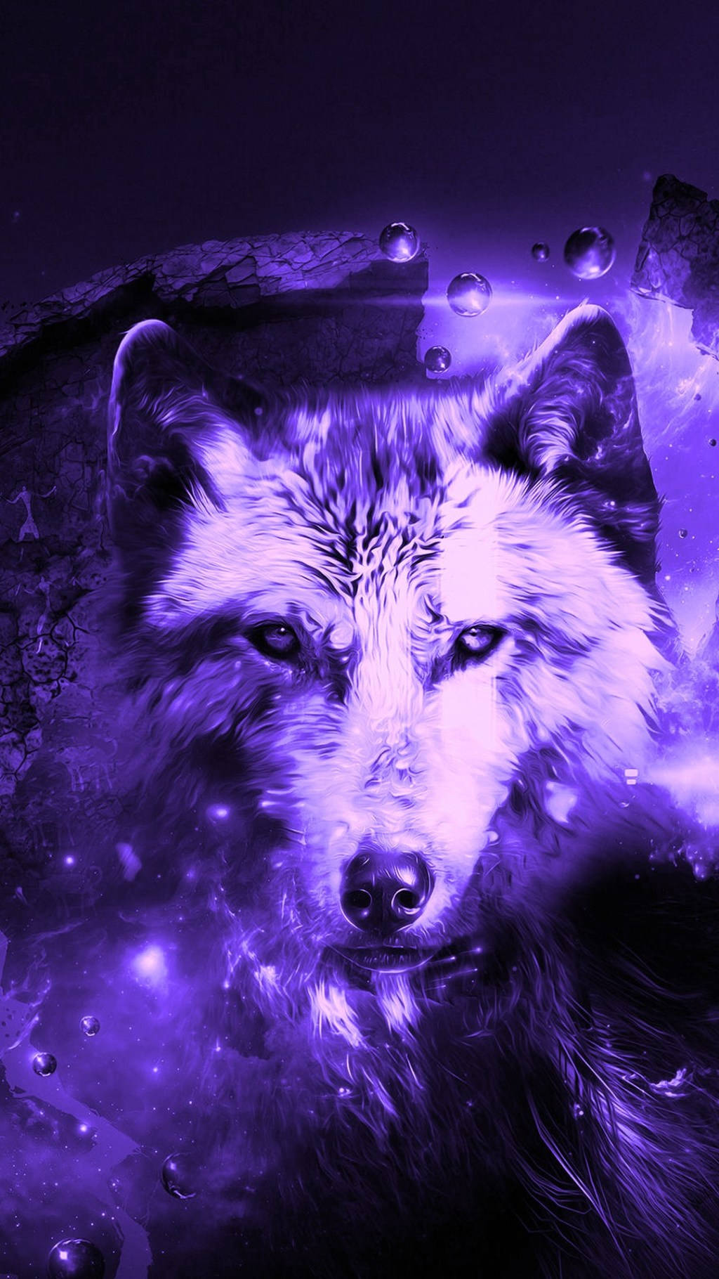 Cool Electric Purple Galaxy Wolf Face