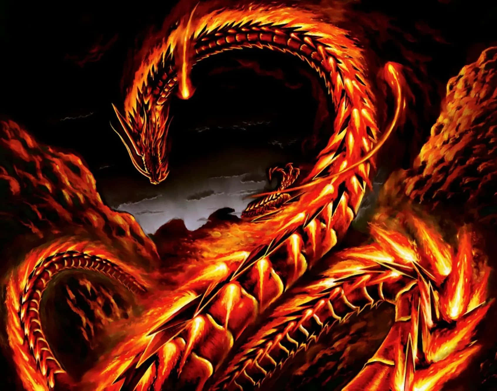 Cool Fire Dragon Background