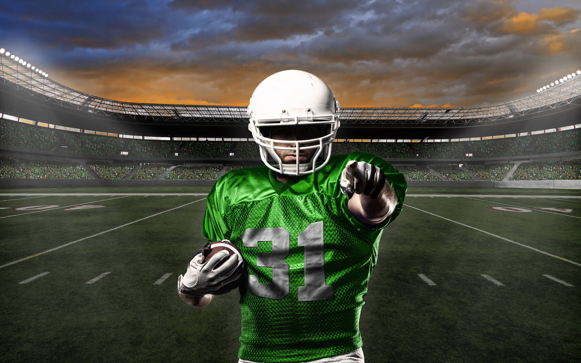 Cool Football Man In Green Background