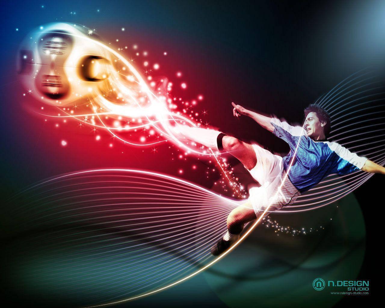 Cool Football Player High Kick Poster Background