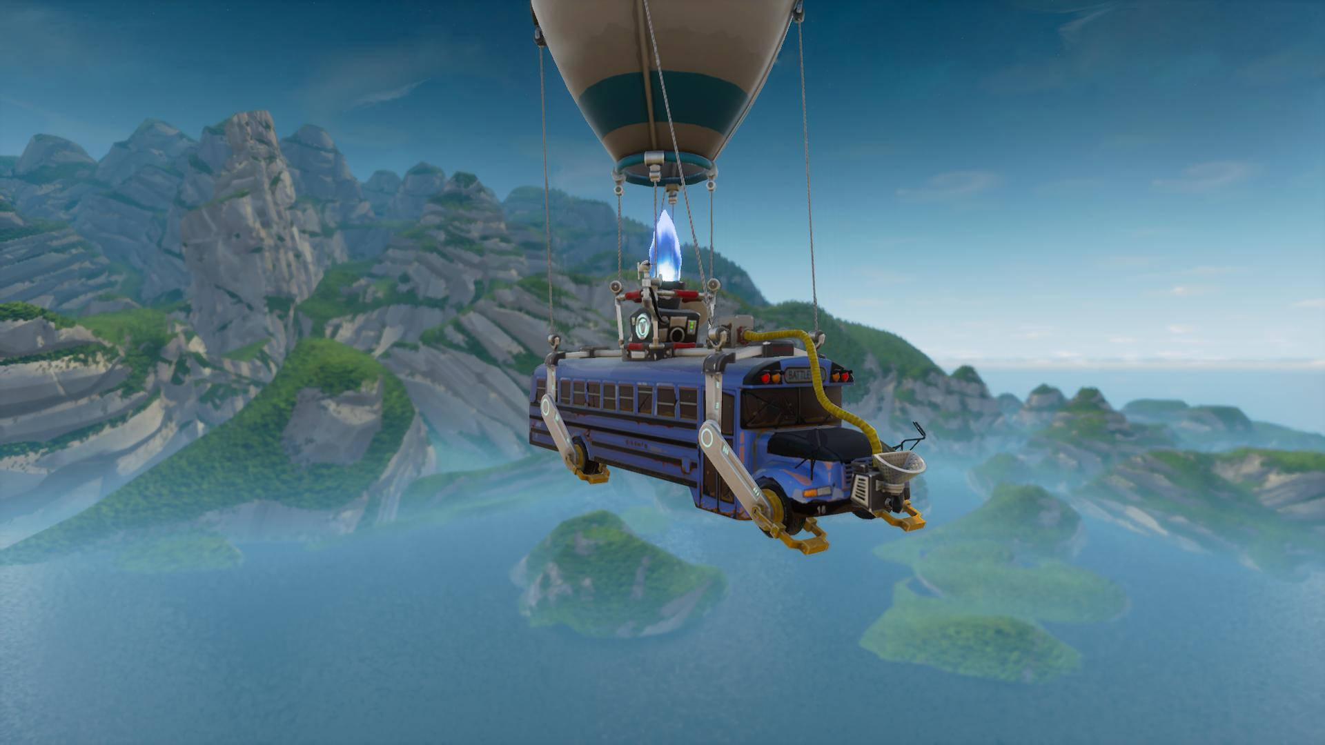 Cool Fortnite Battle Royale Flying Battle Bus Background