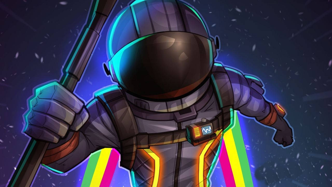 Cool Fortnite Battle Royale Rainbow Aesthetic Astronaut Background