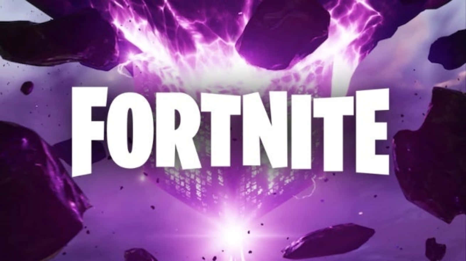Cool Fortnite Logo And Purple Electric Strikes Background