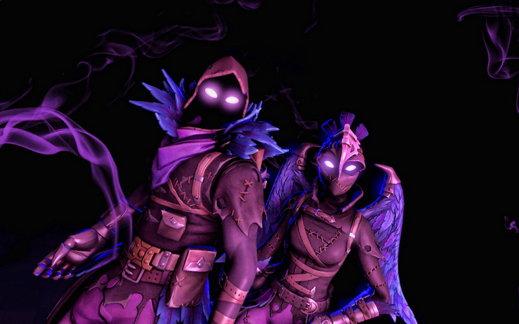 Cool Fortnite Skin Raven Creepy Purple Aesthetic Background