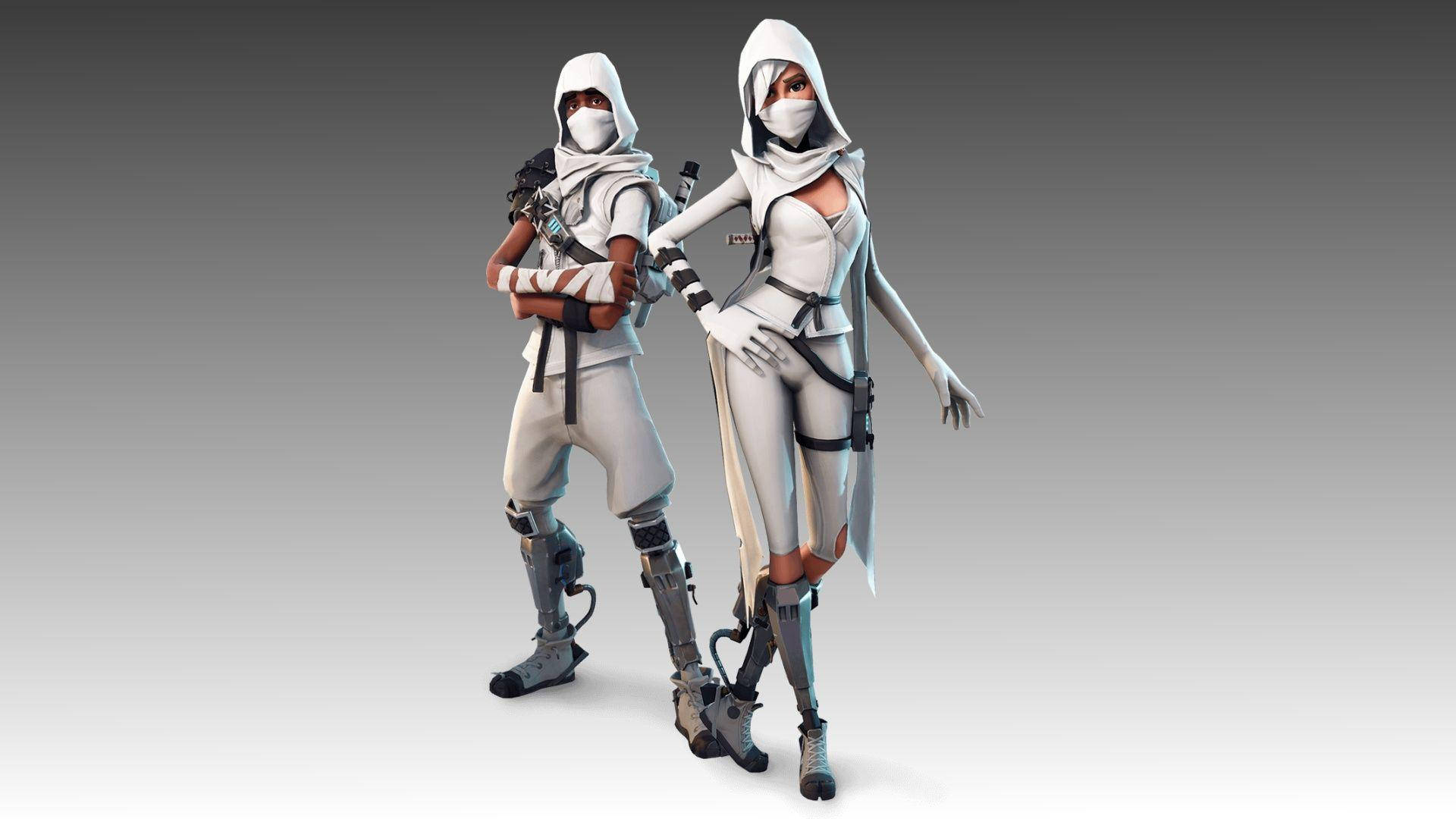 Cool Fortnite Skin White Aesthetic Ninjas Background