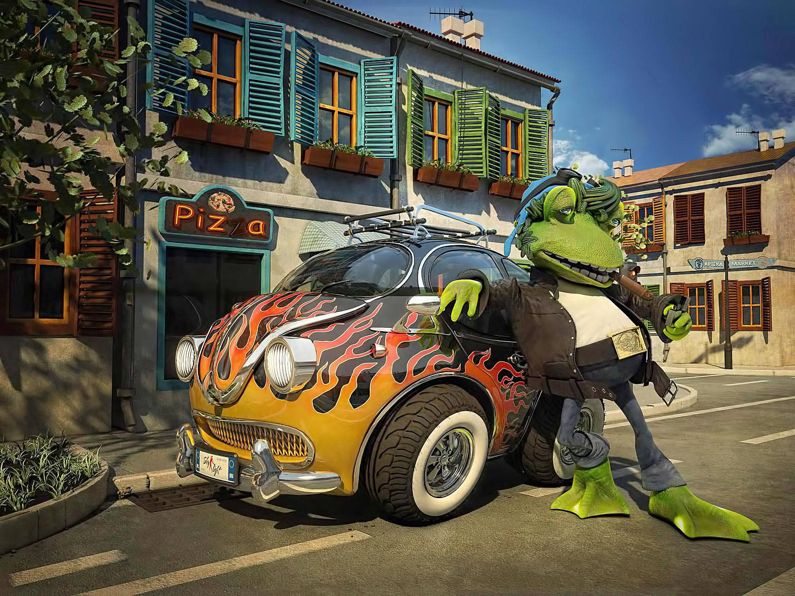 Cool Frog Rockin' Out In His Vans Background