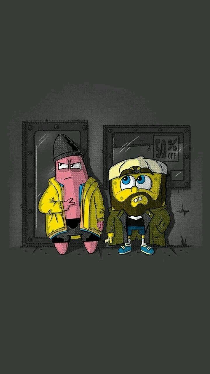 Cool Funny Gangster Spongebob Background