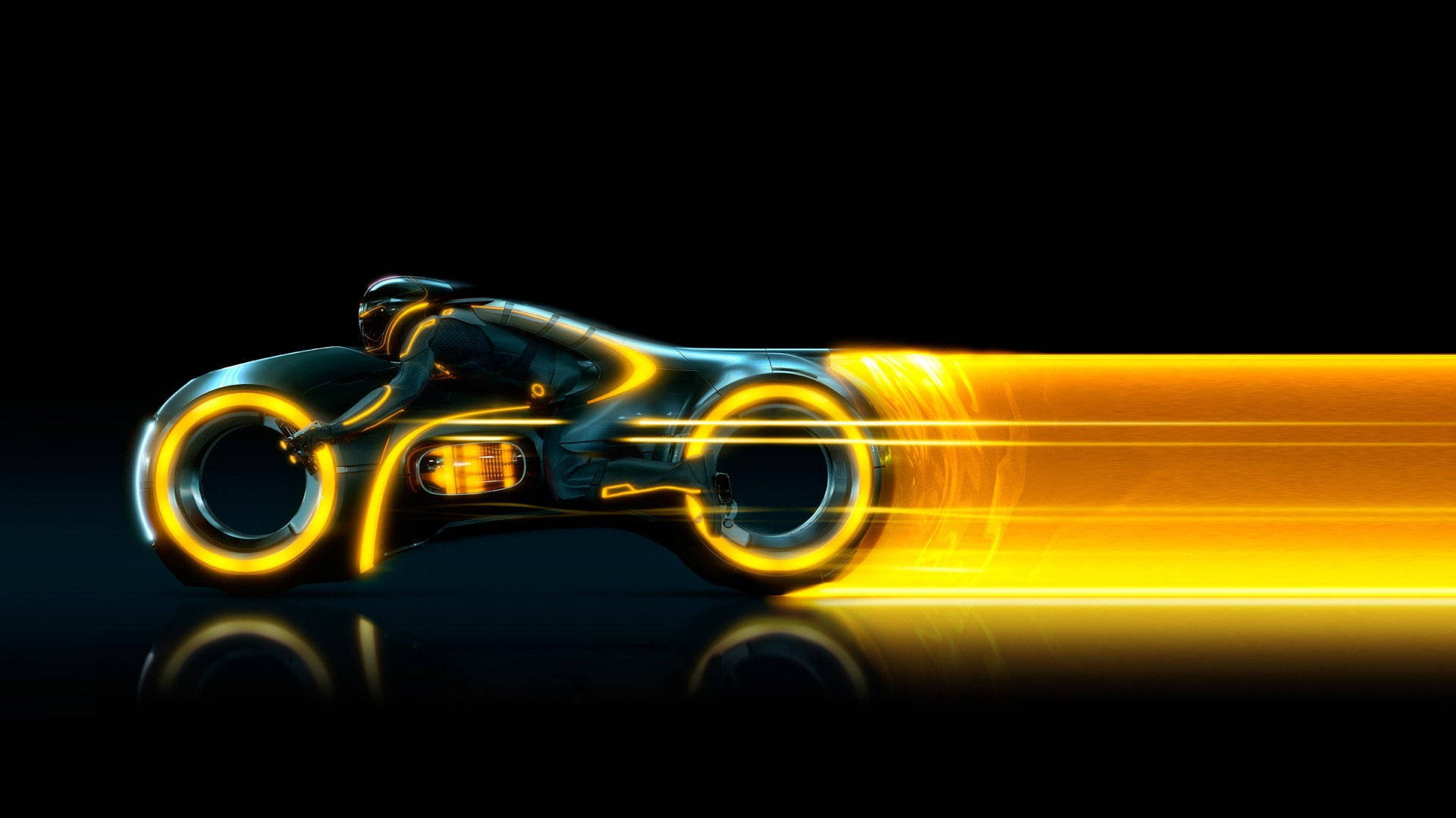 Cool Futuristic Yellow Tron Bike Background