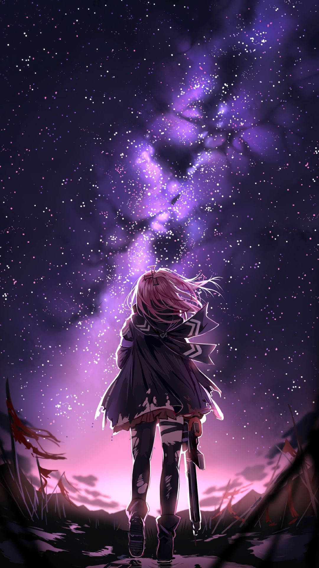 Cool Galaxy Anime Girl Background