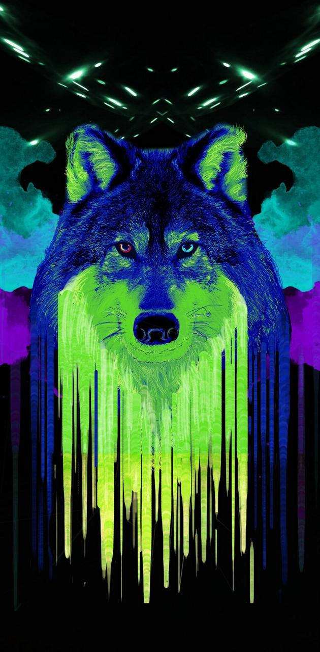 Cool Galaxy Colors Wolf Background
