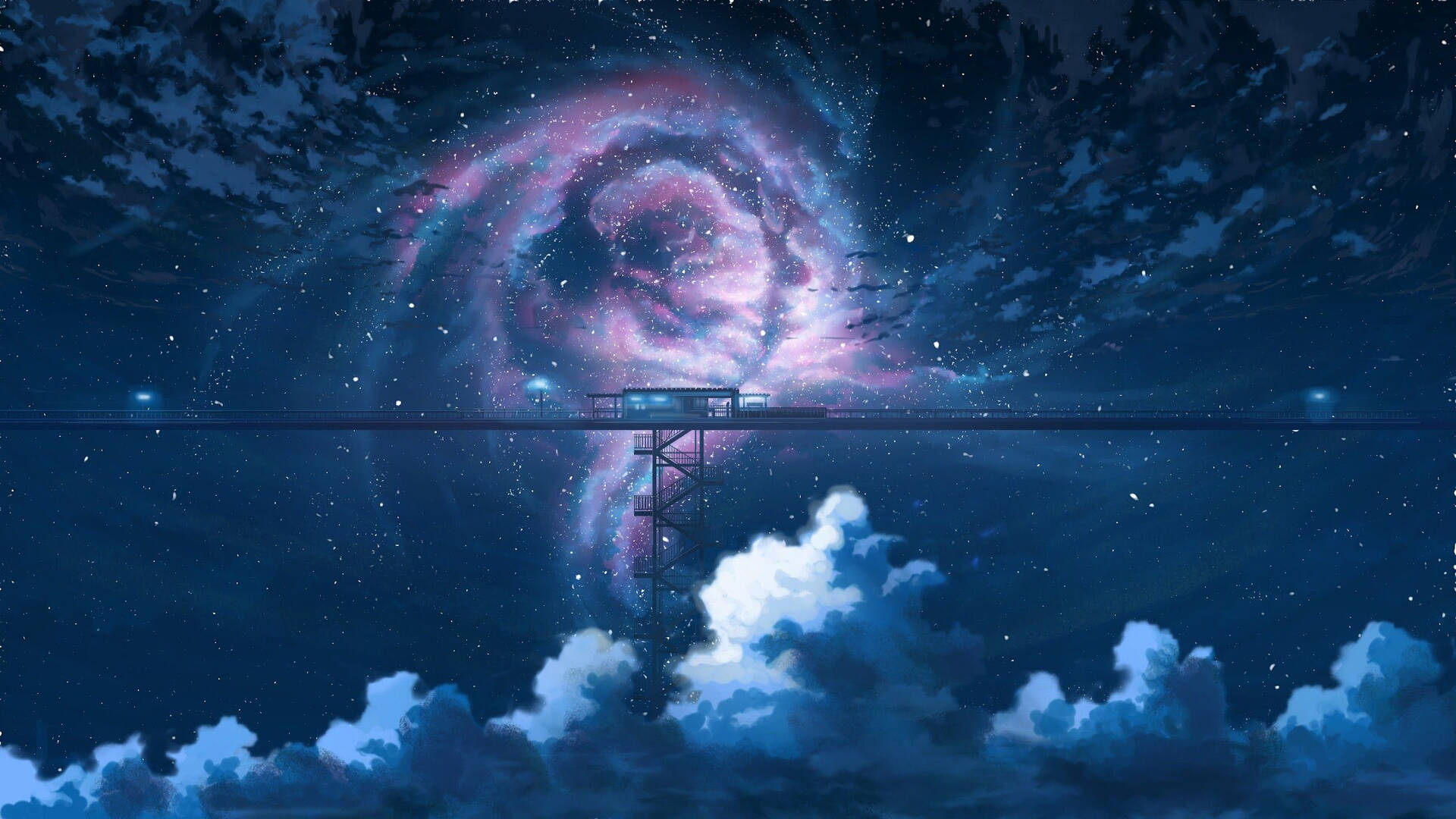 Cool Galaxy Magical Train Station Background