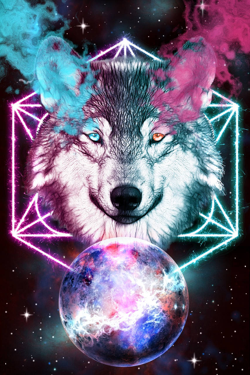 Cool Galaxy Pentagram With Smoky Wolf