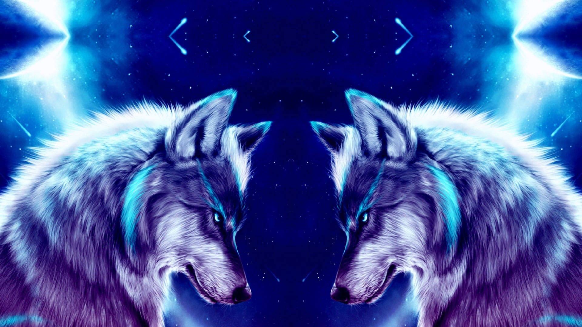 Cool Galaxy Wolf - Two Wolves Gazing At The Stars