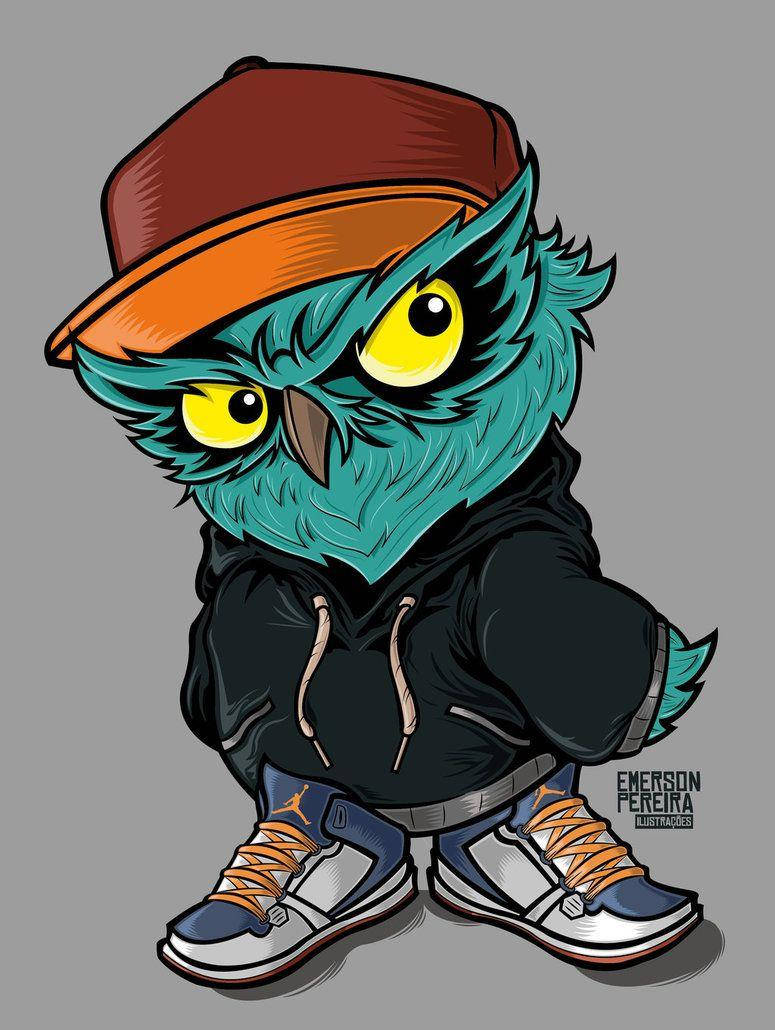 Cool Gangsta Cartoon Owl Background