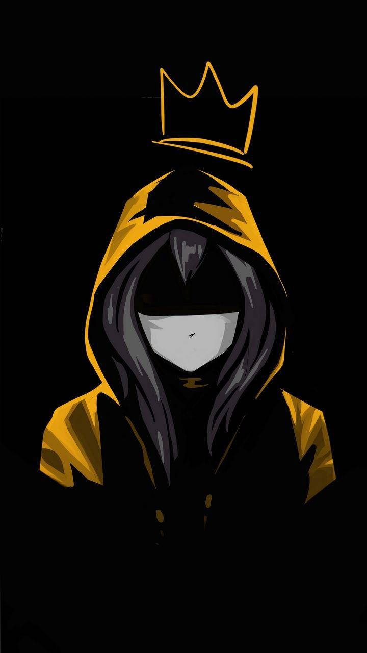 Cool Girl Cartoon In Black And Gold Background