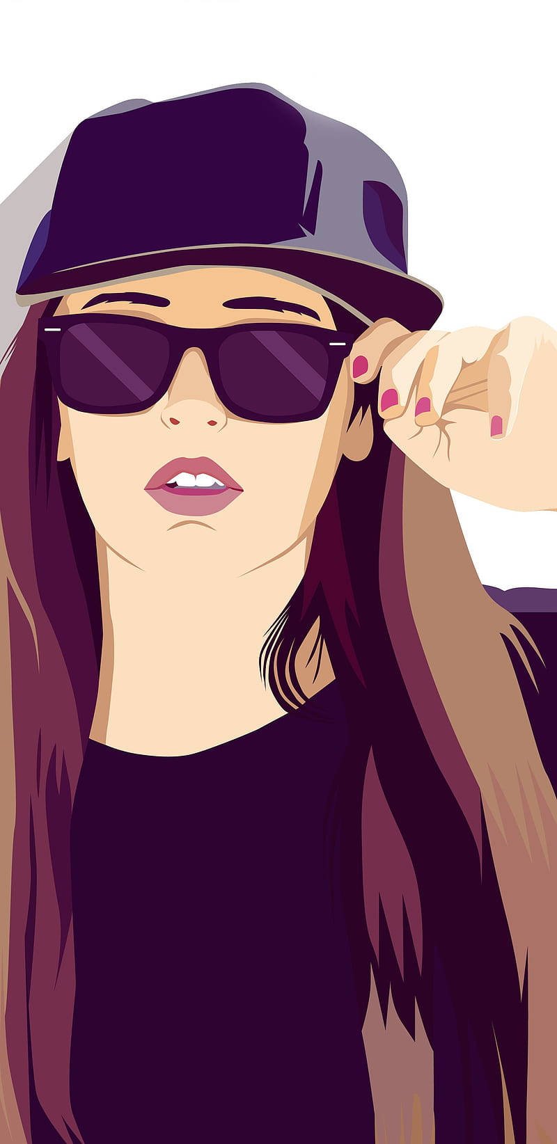 Cool Girl Cartoon In Swagger Background