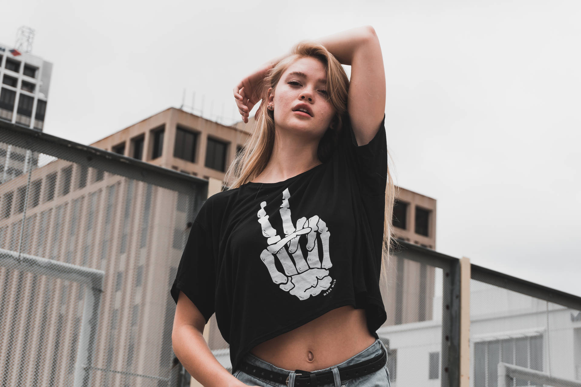 Cool Girl In Crop Top Background