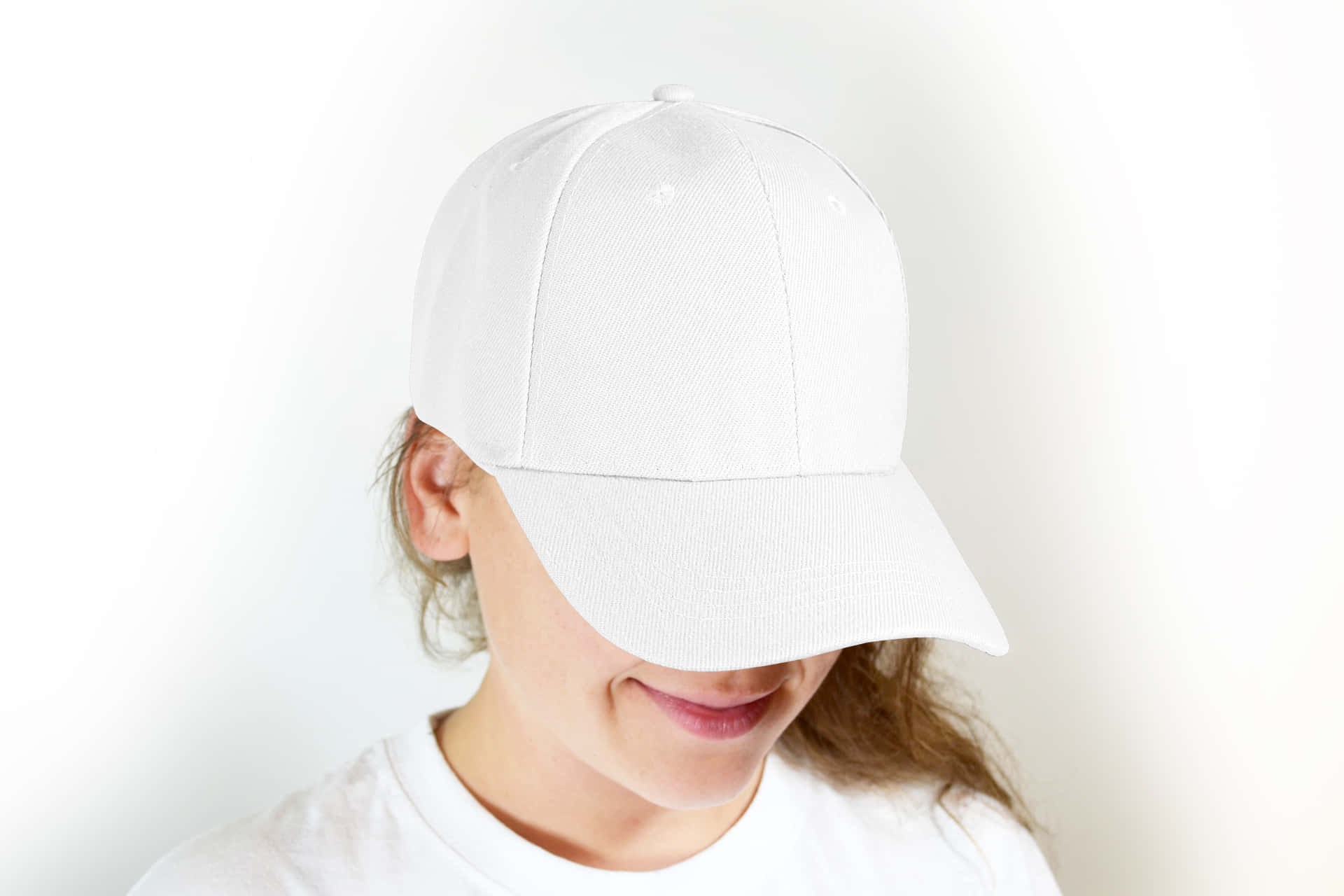 Cool Girl Wearing A White Cap Background
