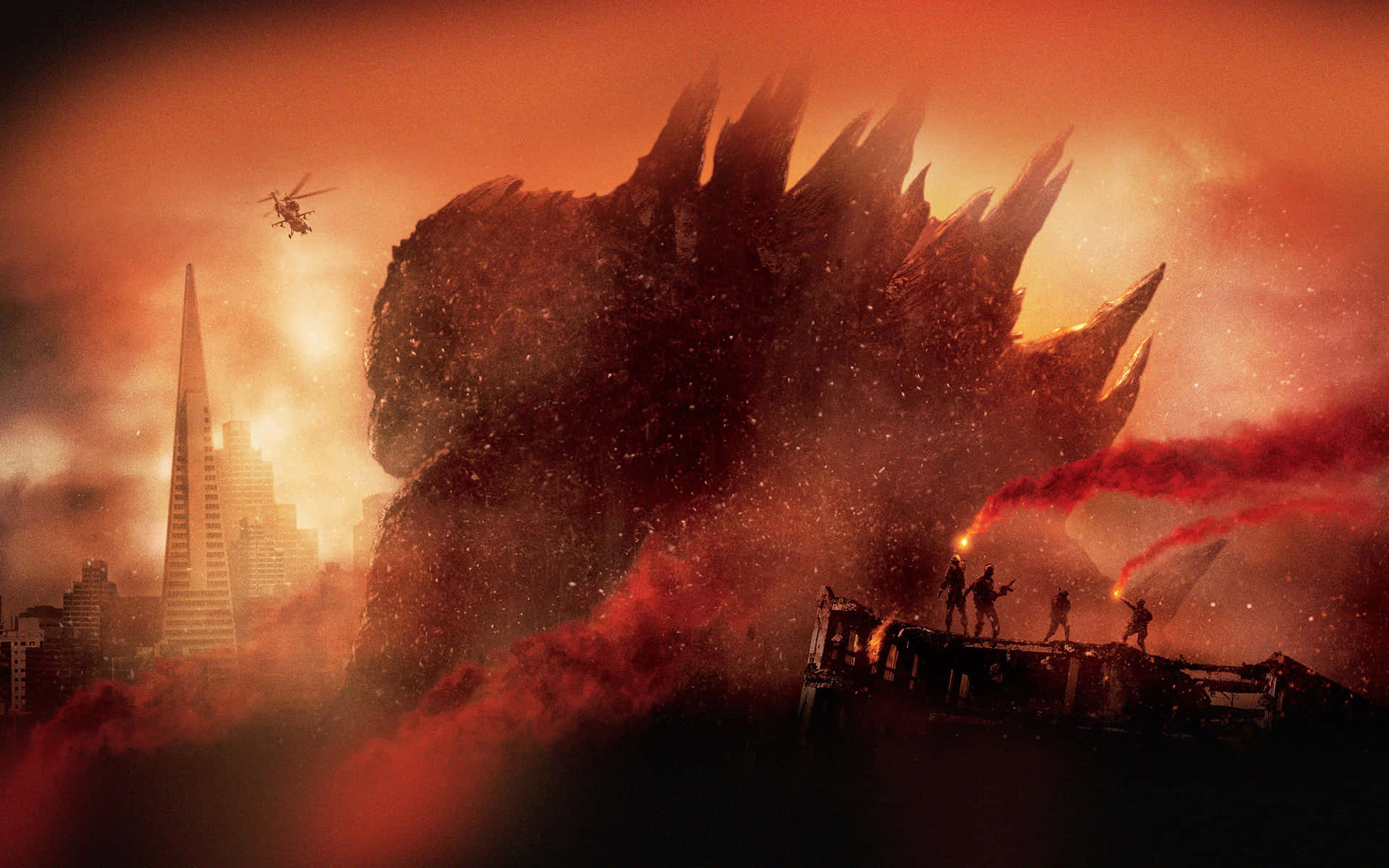Cool Godzilla Attack Background