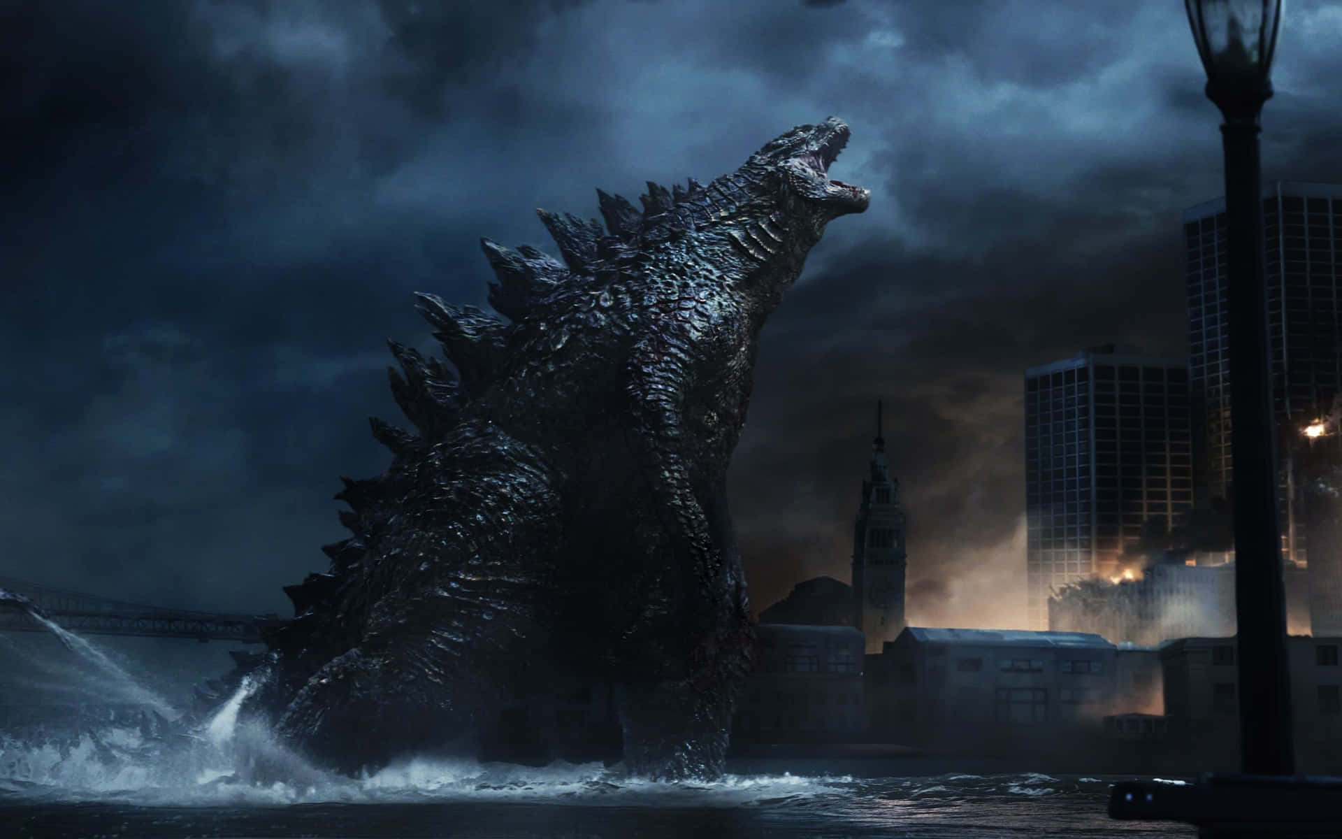 Cool Godzilla In Ocean Background