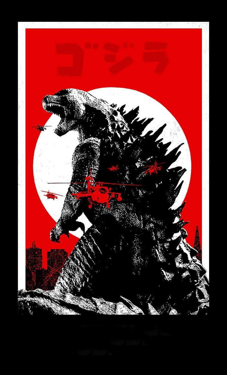 Cool Godzilla Red Art Background