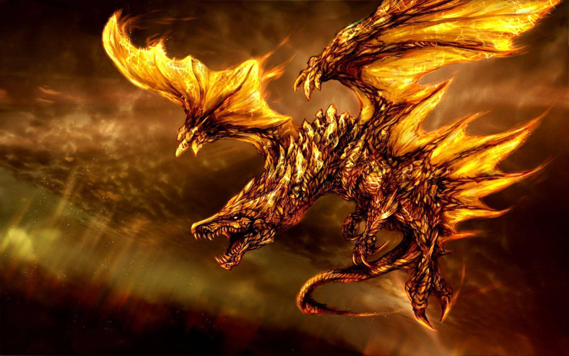 Cool Golden Dragon Background