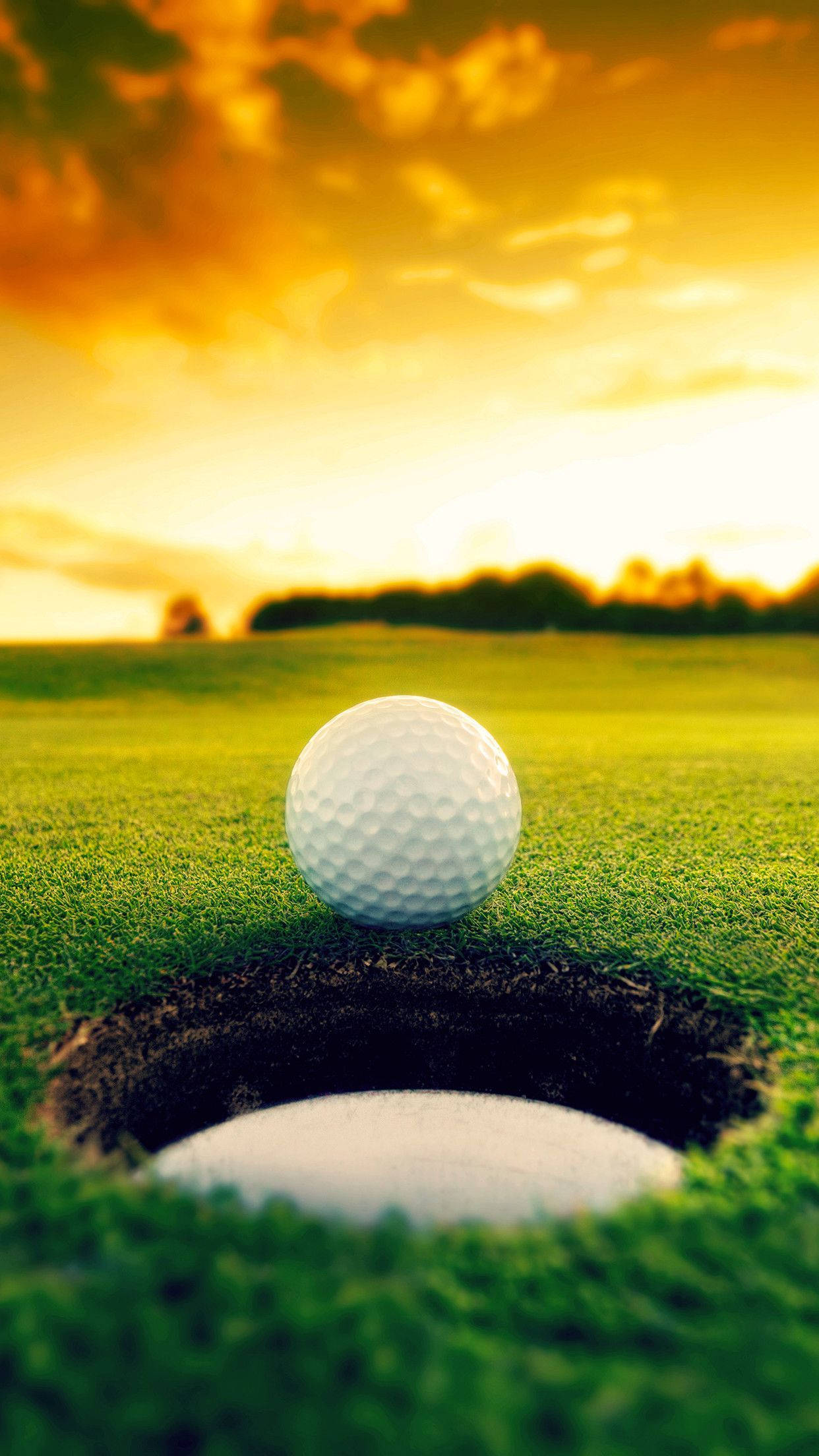 Cool Golf Ball Beside The Goal Background