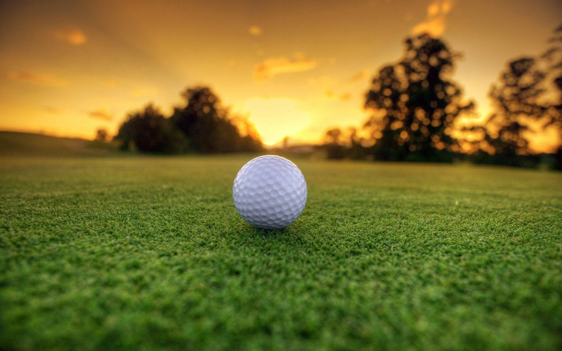 Cool Golf Ball Over Sunset Shot Background