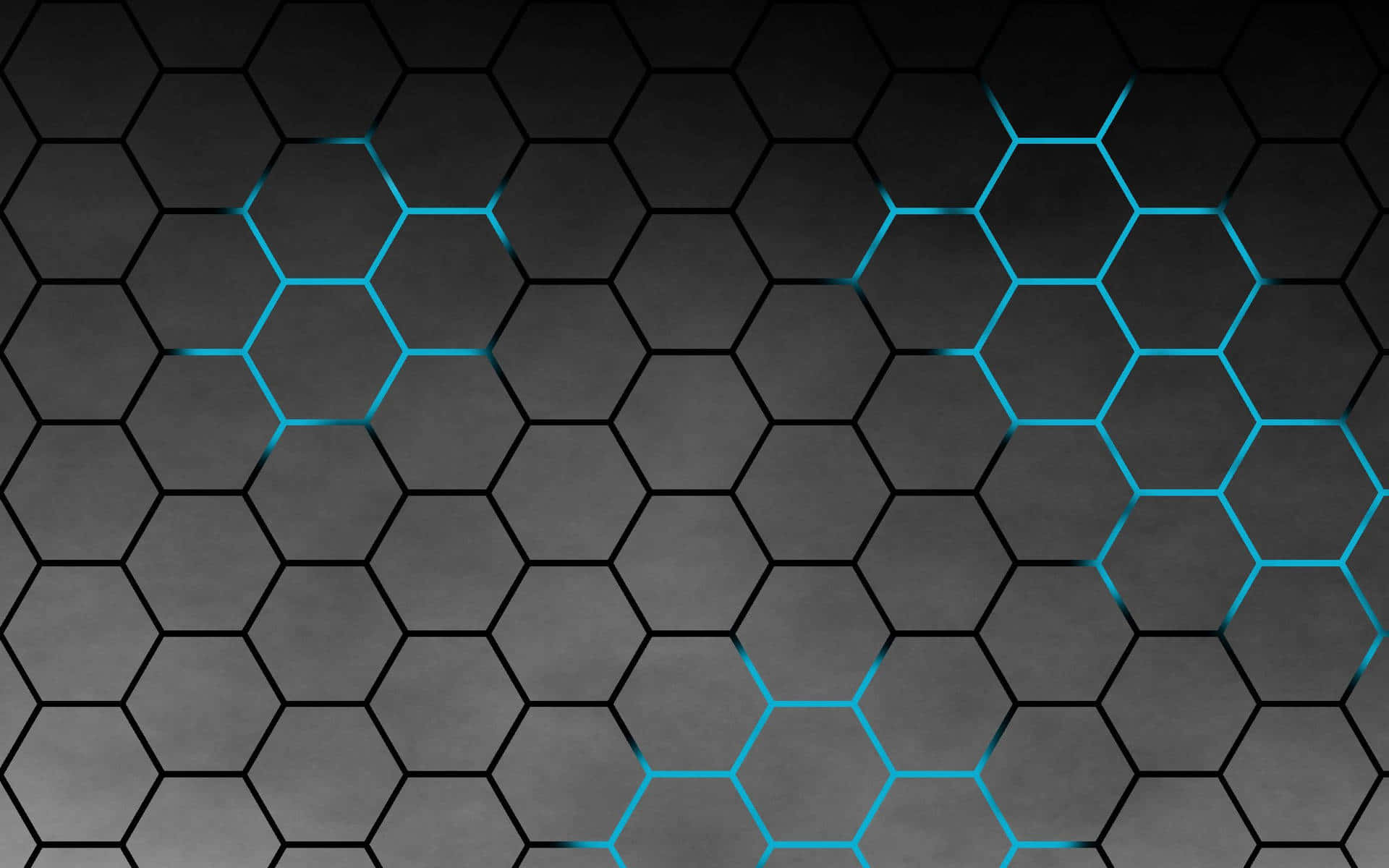 Cool Gray And Neon Blue Hexagons Background