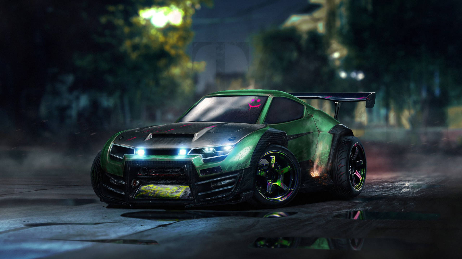 Cool Green Car Rocket League Hd Background