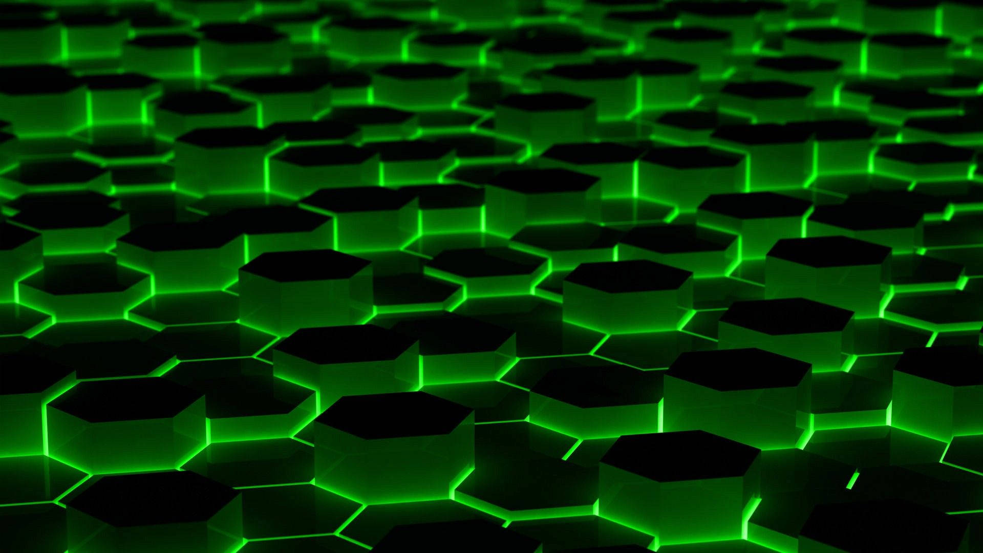 Cool Green Lit Honeycomb Background